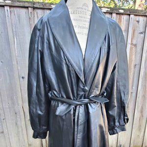 Chosen Black Leather Trench Coat